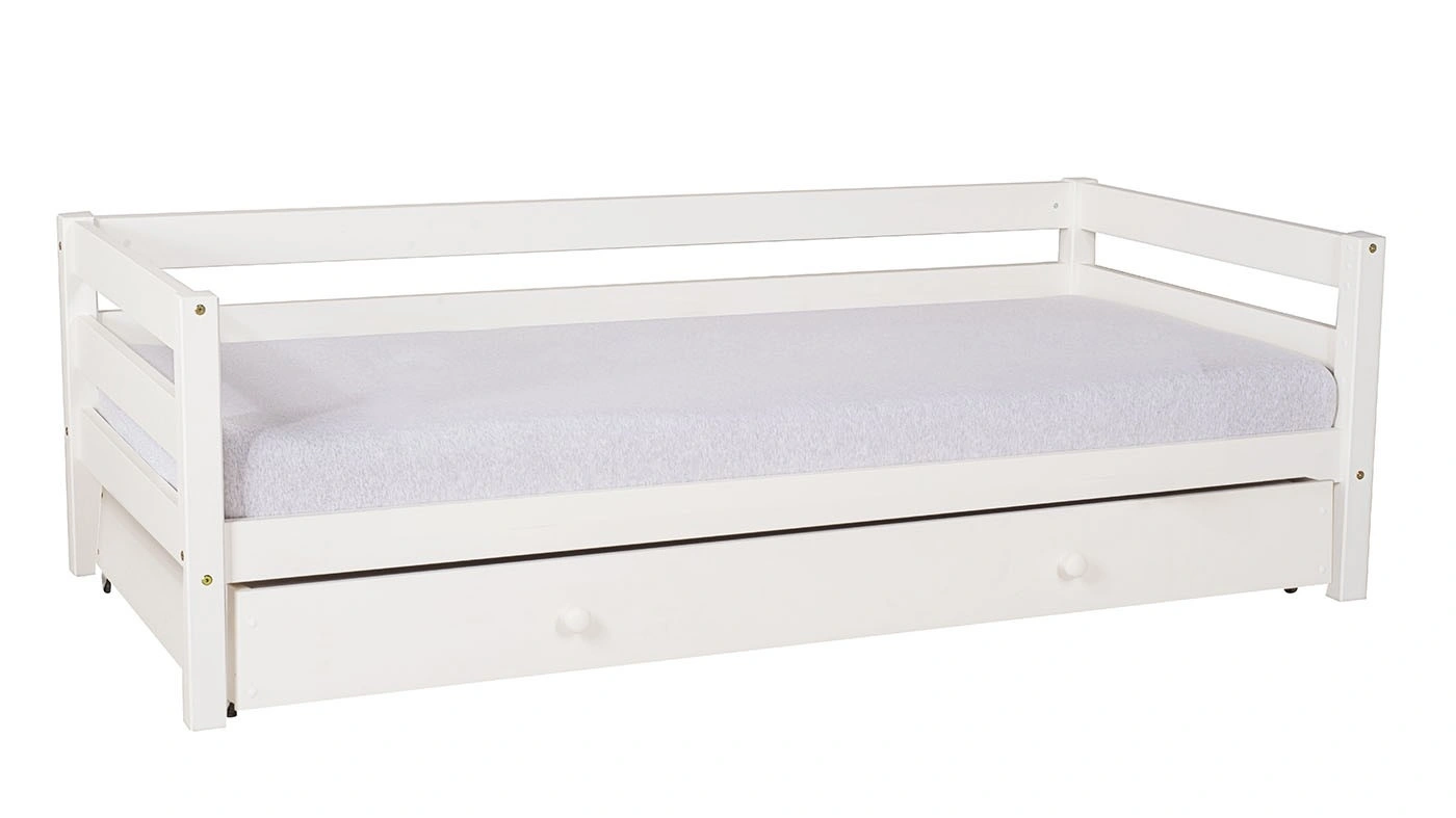 מיטת ילדים מיקה עם ארגז רוחב 80 ס"מ | עם מעקה אחורי